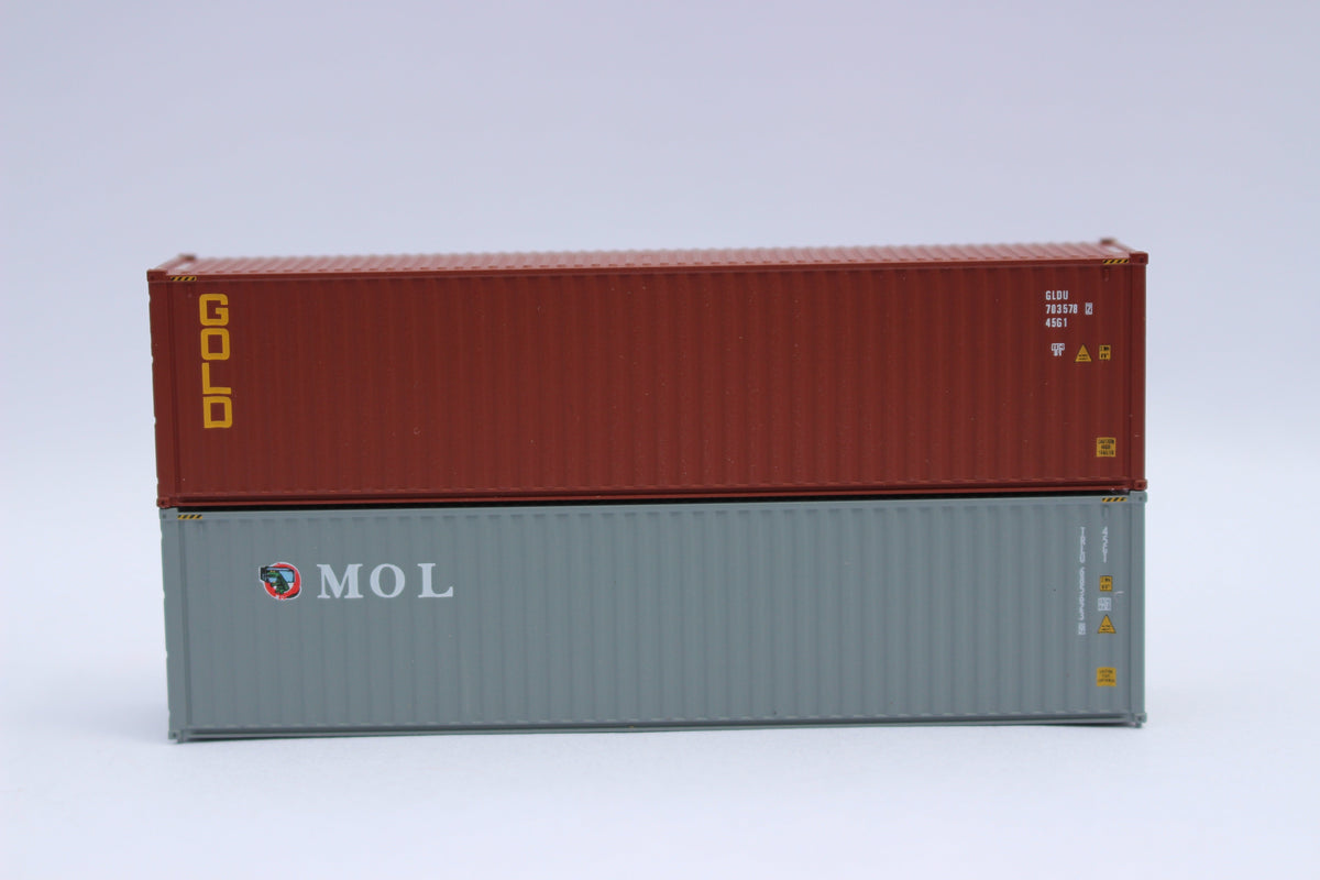 GOLD and MOL, MIX PACK 40' HIGH CUBE containers with Magnetic system, Corrugated-side. JTC# (405804) exact product view 1