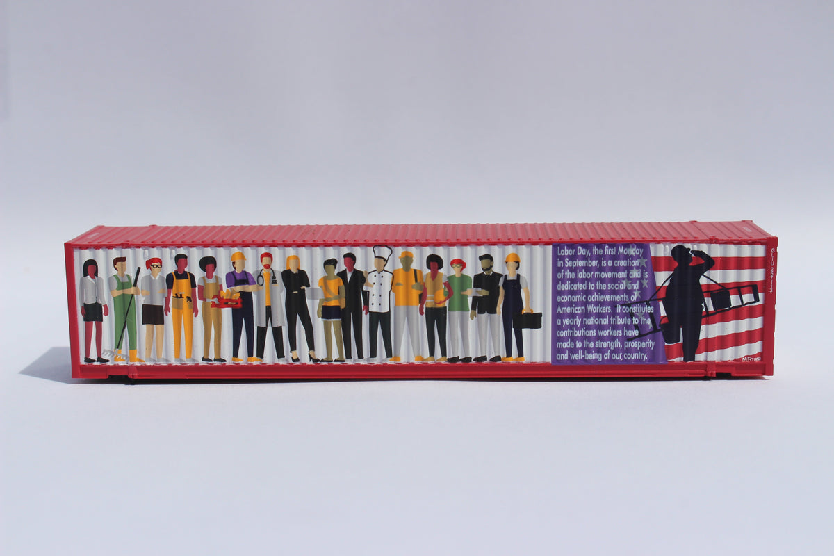 "VS" Labor Day - RED - 48' HIGH CUBE corrugated container with Magnetic system. JTC# (485026) exact product view 1