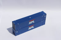 APL (large logo) Set #1 48' HC 3-42-3 corrugated containers with Magnetic system, FIRST TIME IN N SCALE. JTC # (485004) exact product view 3