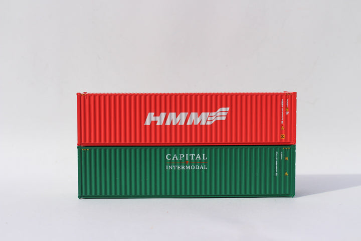 HMM (3 wave logo) and Captial, MIX PACK 40' HIGH CUBE containers with Magnetic system, Corrugated-side. JTC# (405803) exact product view 1