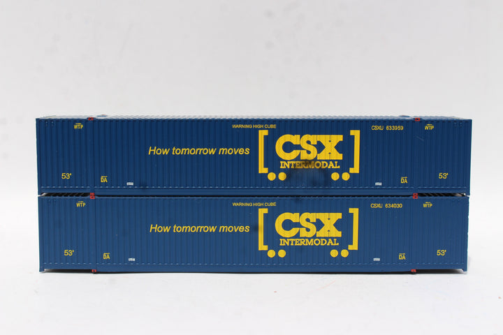 CSX Intermodal (boxcar logo) 53' HIGH CUBE 8-55-8, Set #2 corrugated containers with Magnetic system. JTC # (537091) exact product view 1