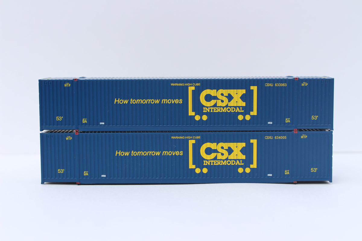 CSX Intermodal (boxcar logo) 53' HIGH CUBE 8-55-8, Set #3 corrugated containers with Magnetic system. JTC # (537095) exact product view 1
