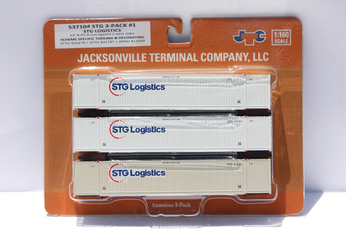 STG Logistics variety pack w/XPO patch 53' HIGH CUBE 8-55-8 Set # 1 corrugated containers. JTC # (537104) exact product view 1