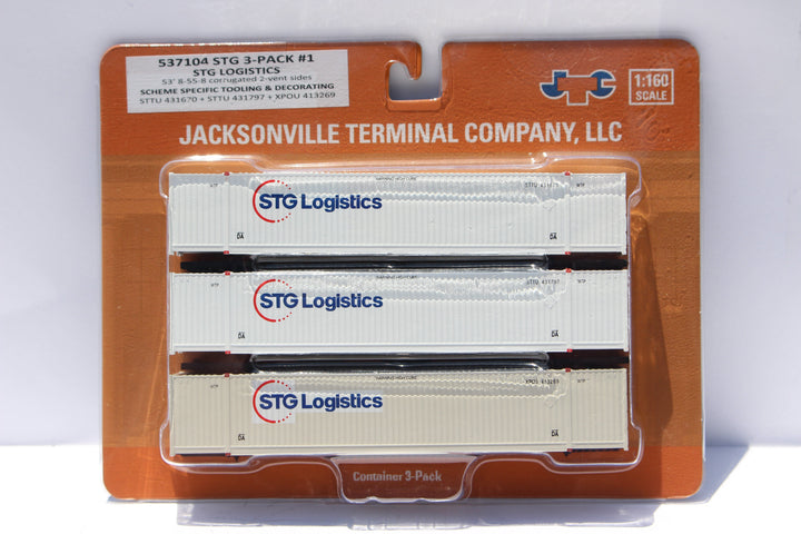 STG Logistics variety pack w/XPO patch 53' HIGH CUBE 8-55-8 Set # 1 corrugated containers. JTC # (537104) exact product view 1