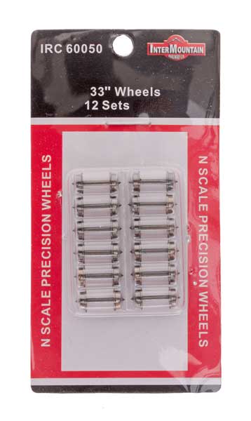 Intermountain N Scale 33" Metal Wheelsets - 0.554" Axle, 12 Axles - 60050 — exact product reference