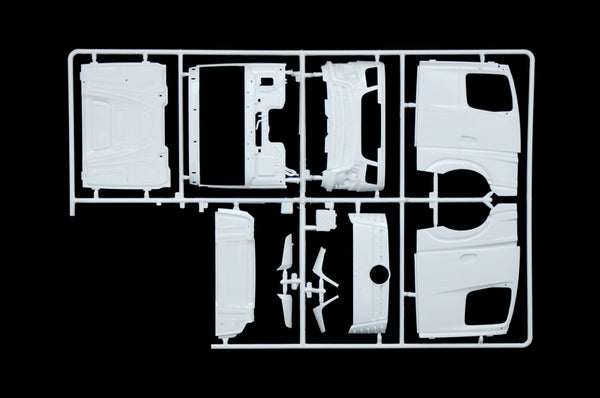 Italeri 3948 Mercedes-Benz MP4 Big Space, white cab panels and doors on sprue