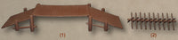 Italeri 6030 wooden-style bridge and two chevaux-de-frise obstacles assembled from the kit