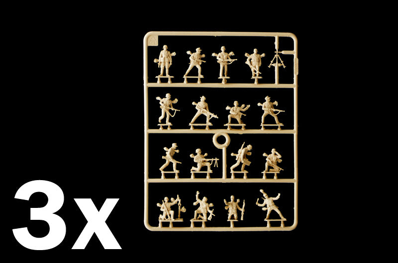 Italeri 6099 WWII D.A.K. Infantry — 48 Figures, unpainted D.A.K. infantry figure sprue, supplied three times
