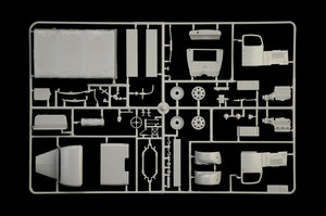 Italeri 6558 Mercedes-Benz L3000 S, cab, cargo body and cover components on sprue