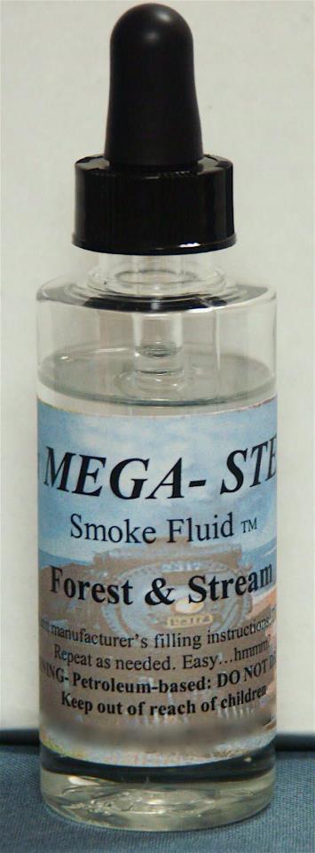 JT's Mega-Steam 137 Forest & Stream smoke-fluid bottle with its labeled scent and black dropper cap.