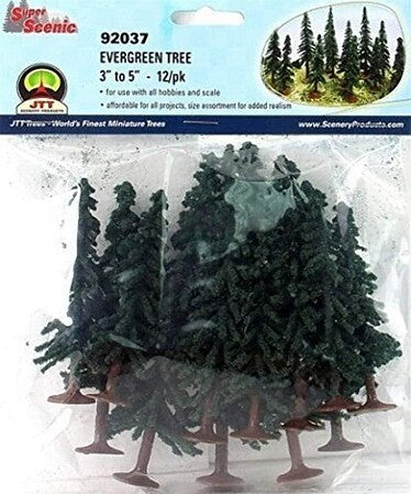 JTT 92037 HO Evergreen Trees 3–5 Inches, 12 Pack product view