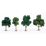 Four JTT 92132 green deciduous trees and their planting bases