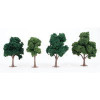 Four JTT 92132 green deciduous trees and their planting bases