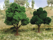 JTT 92132 green deciduous trees shown in a finished scenic setting