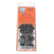 Kadee 503 labeled package of Arch Bar trucks with ready-to-mount Whisker couplers