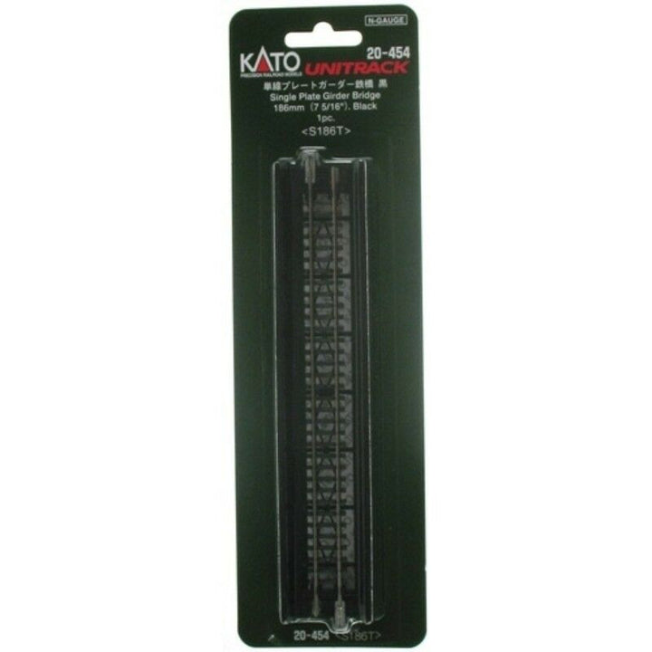 Kato 20-454 black 186mm single-track plate girder bridge in its original UNITRACK package