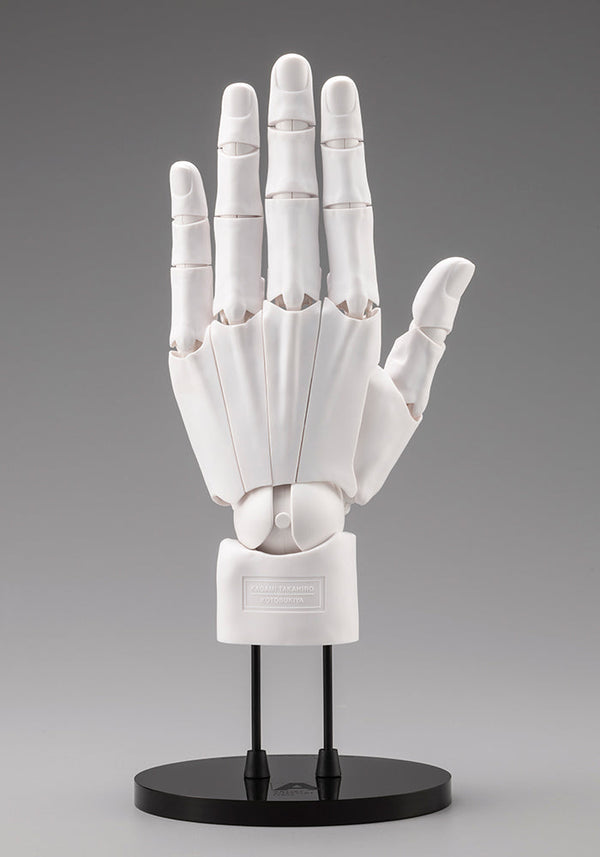 Kotobukiya AT036 men's left-hand model in white, back of open left hand on stand