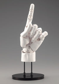 Kotobukiya AT036 men's left-hand model in white, pointing-finger pose on stand