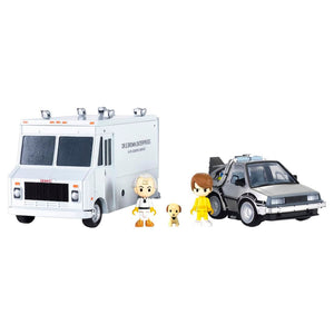 Takara Tomy QV-04, Part I Time Machine, van, Doc, Marty and Einstein DX contents