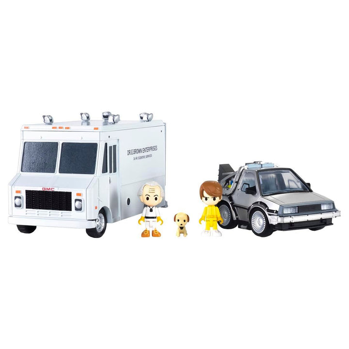 Takara Tomy QV-04, Part I Time Machine, van, Doc, Marty and Einstein DX contents