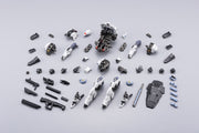Kotobukiya HG168, body, armor, hands and equipment laid out