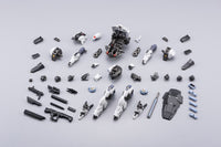 Kotobukiya HG168, body, armor, hands and equipment laid out