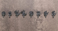Kotobukiya MB50, four pairs of round-finger hands laid out