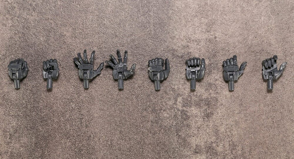 Kotobukiya MB50, four pairs of round-finger hands laid out