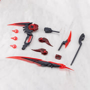 Kotobukiya MH70J, black frame, clear-red blades, handle and joints laid out