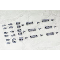 Kotobukiya MJ02X, complete gray flexible-arm components laid out