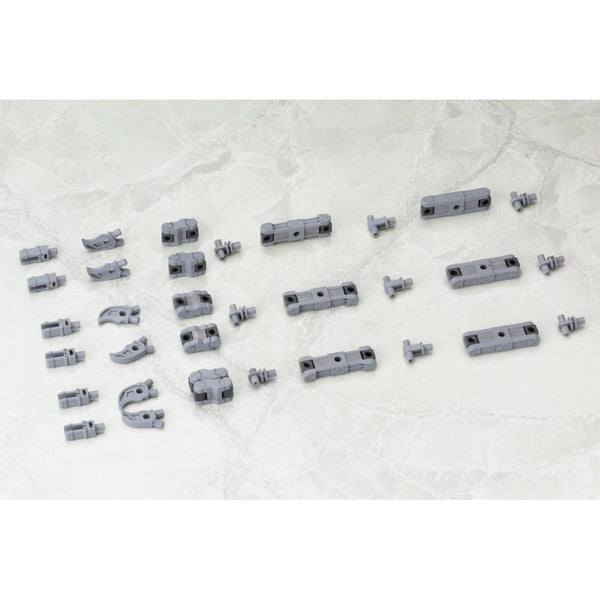 Kotobukiya MJ02X, complete gray flexible-arm components laid out