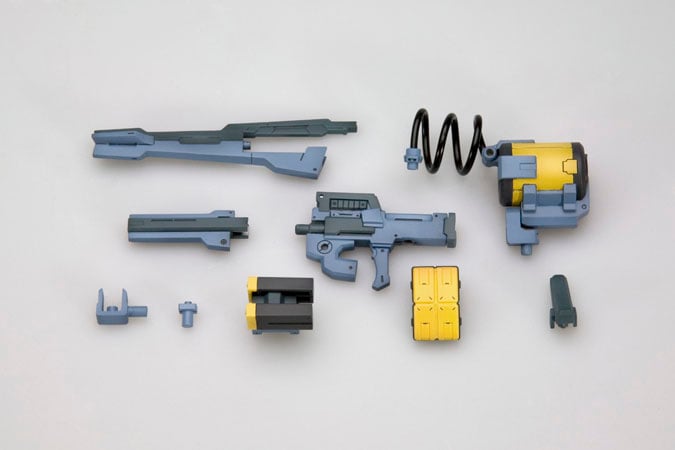 Kotobukiya MW17X modular model-gun parts and optional magazines; painted sample