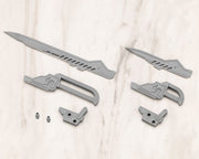 Kotobukiya MW51J, physical sample showing both blades, hilts and connection parts