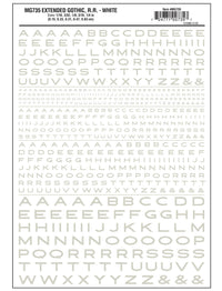Woodland Scenics MG735 Dry Transfer Decals, Extended Gothic RR (White) — exact Woodland Scenics product 1