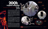 Moebius EVA Pod package feature panel showing finished dimensions, poseable arms and interior details