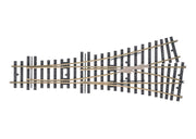 Top view of the Märklin 59091 Gauge 1 three-way turnout with its straight, left and right rail routes.