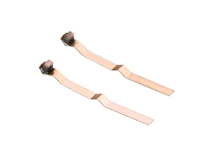 Pair of Märklin 89871 long metal-strip motor brushes with carbon contact ends.