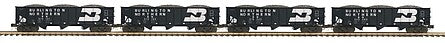 MTH Premier 20-92361 Burlington Northern four-car three-bay hopper set.
