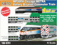 N MP36PH Chicago METRA Gallery Bi-Level Commuter Train 4-Car Set (106-8701) exact product view 1