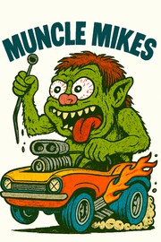 Unisex crew neck Hot Rod shirt with monster rod art, available in sizes XS to 4XL
