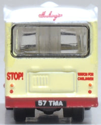Oxford NCA030 Bedford CA Ice Cream Van Hockings, Cream/Red/White, 1:148 scale, rear view