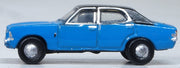 Oxford NCOR3005 Ford Cortina MkIII, Electric Monza Blue/Black, 1:148 scale, left-side profile