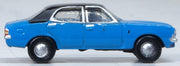 Oxford NCOR3005 Ford Cortina MkIII, Electric Monza Blue/Black, 1:148 scale, right-side profile