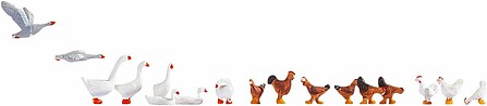 NOCH 15772 hand-colored HO scale chickens and geese