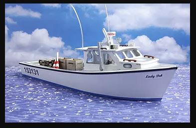 Actual Osborn Model Kits N 3123 45' Lobster Boat Kit completed model example