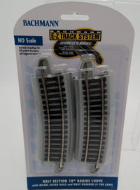 Bachmann HO Scale E-Z Track Half-Section 18-Inch-Radius Curves 4-Pack - product and package