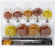 Woodland Scenics TR3540 Harvest Blaze retail package containing nine autumn-colored model trees.