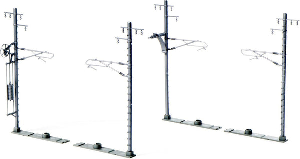 Kato 23-066-2 N Scale Silver Single-Track Wide Catenary Poles – 20 Pack