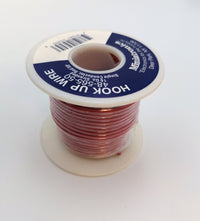 Miniatronics 48-565-50 red 16-gauge wire, 50 feet, labeled spool view.