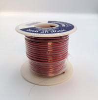 Miniatronics 48-565-50 red 16-gauge wire, 50 feet, alternate side view of the same spool.